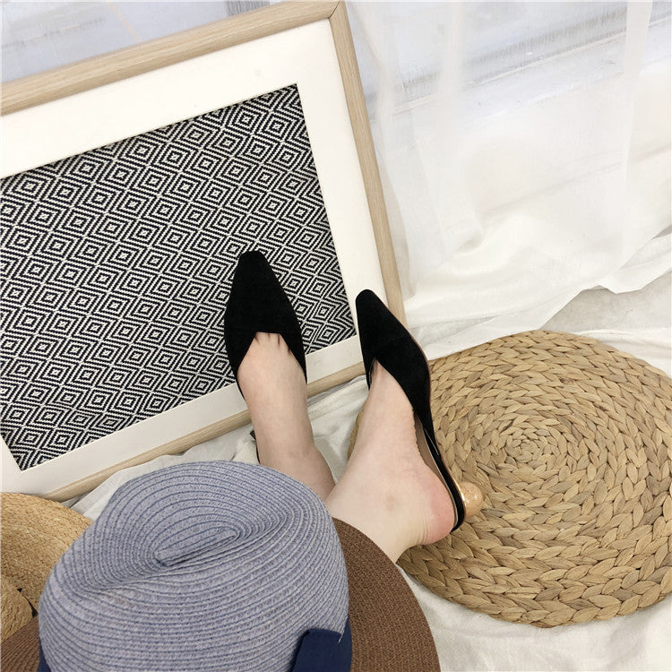 Dual Wooden Heels Suede Slip Ons (PREORDER)