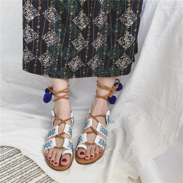 Bohemian Lace Up Sandals (PREORDER)