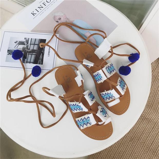 Bohemian Lace Up Sandals (PREORDER)