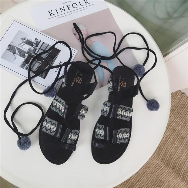 Bohemian Lace Up Sandals (PREORDER)