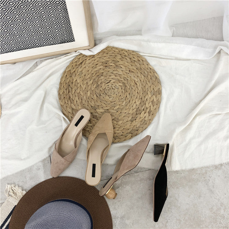 Dual Wooden Heels Suede Slip Ons (PREORDER)