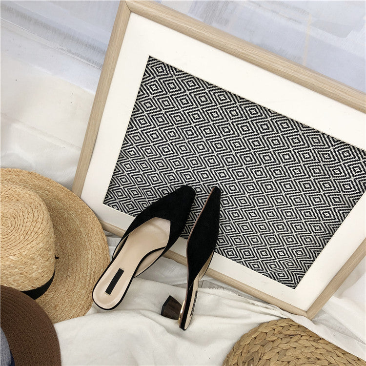 Dual Wooden Heels Suede Slip Ons (PREORDER)