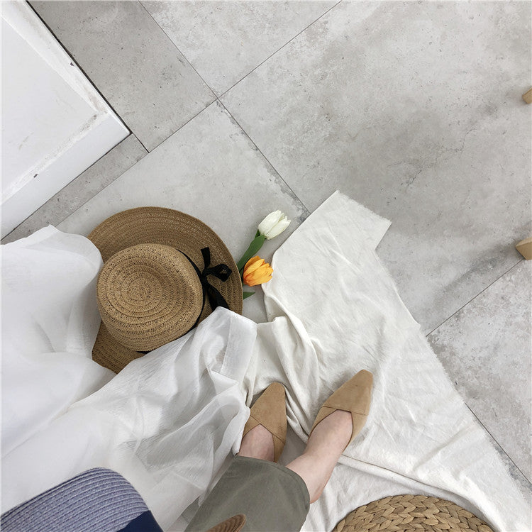 Dual Wooden Heels Suede Slip Ons (PREORDER)