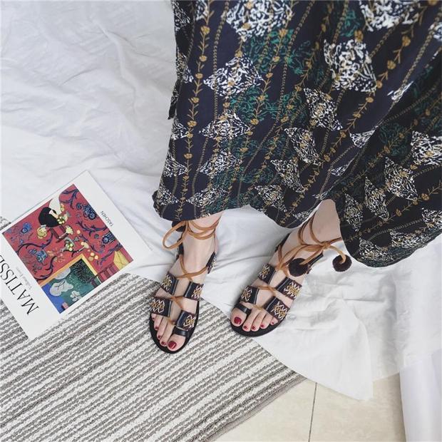 Bohemian Lace Up Sandals (PREORDER)
